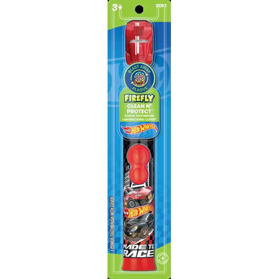 Firefly Hot Wheels Power Toothbrush with Antibacterial Cover (Ages 3+)