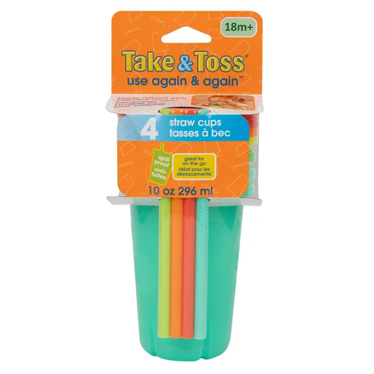 Take & Toss Reusable Straw Cups (4 Pcs)