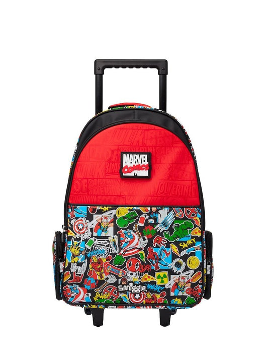 Original Smiggle Marvel Comic Trolley Backpack with Light-Up Wheels – 20 Inch (Grade 1–5)