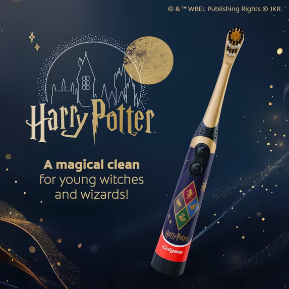 Colgate Harry Potter Kids Toothbrush – Battery Powered, Extra Soft | Fun Brushing for Little Wizards