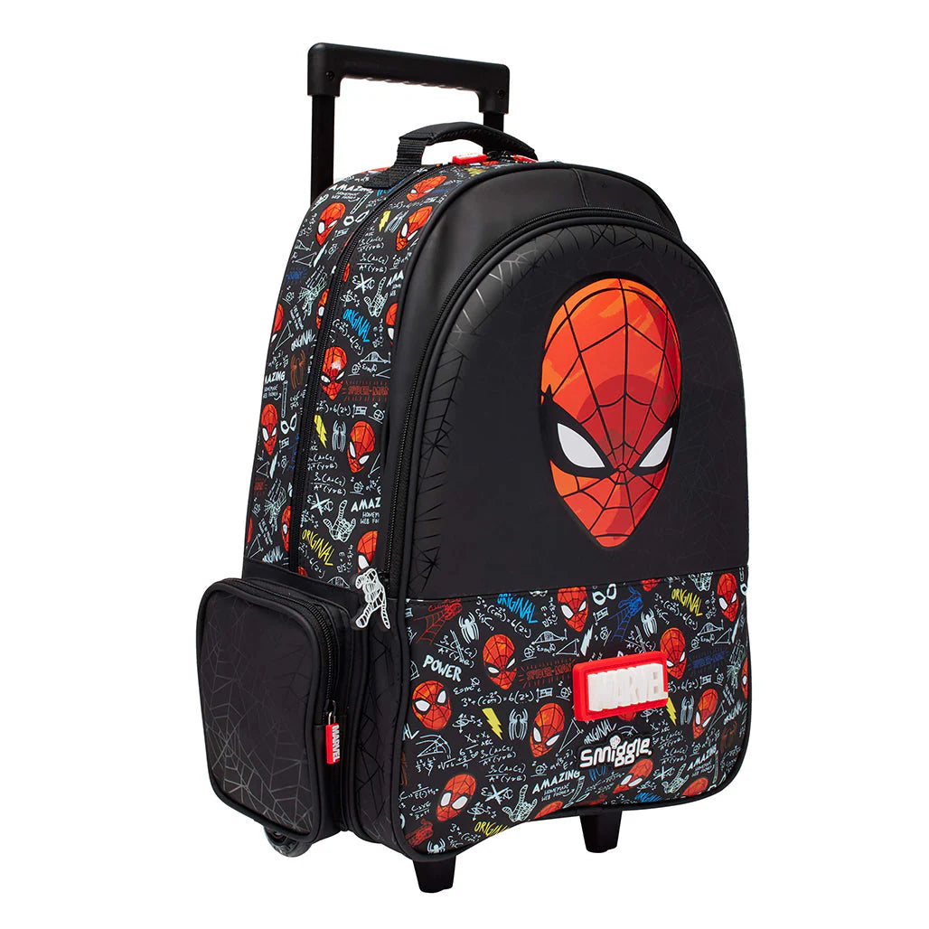 SMIGGLE SPIDERMAN TROLLEY BACKPACK WITH LIGHT UP WHEELS (20 Inches)