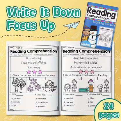 Reading Comprehension for Beginning Readers – Winter Edition 24 Pages