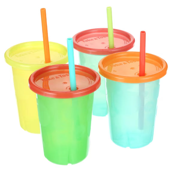 Take & Toss Reusable Straw Cups (4 Pcs)