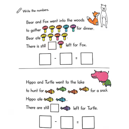 Kindergarten Math Workbook – Ages 3+ | Counting, Addition, Subtraction & Telling Time
