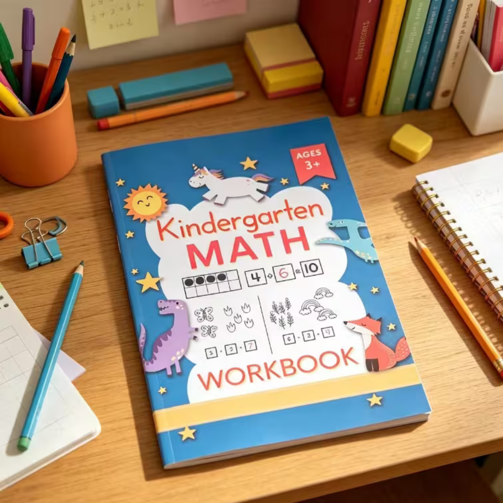 Kindergarten Math Workbook – Ages 3+ | Counting, Addition, Subtraction & Telling Time