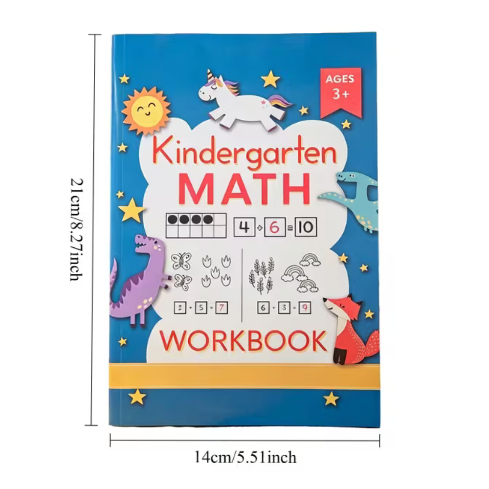 Kindergarten Math Workbook – Ages 3+ | Counting, Addition, Subtraction & Telling Time