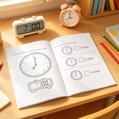 Kindergarten Math Workbook – Ages 3+ | Counting, Addition, Subtraction & Telling Time