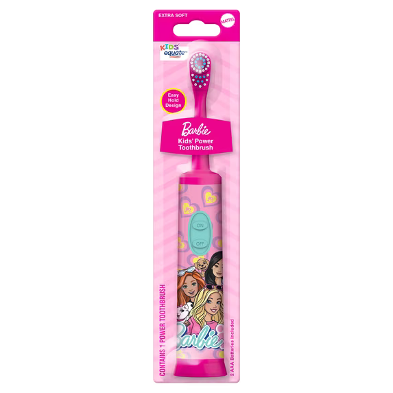 Equate Kids Barbie Oscillating Electric Toothbrush | Extra-Soft Bristles, 2 AAA Batteries Included