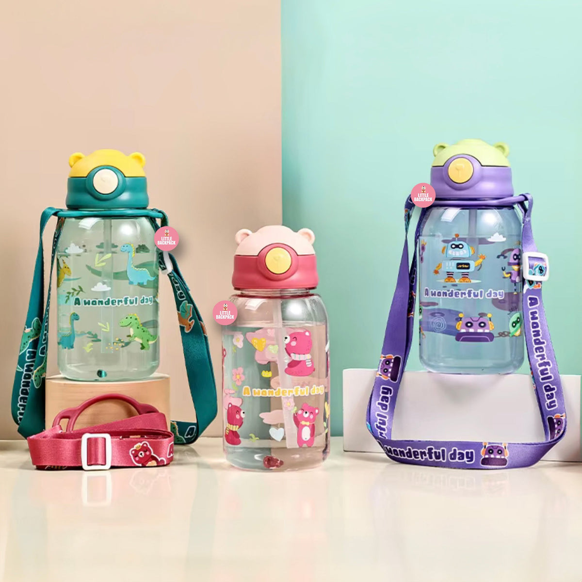 Adventure Sip Squad Water Bottles with Straw (650ml)