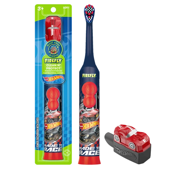 Firefly Hot Wheels Power Toothbrush with Antibacterial Cover (Ages 3+)