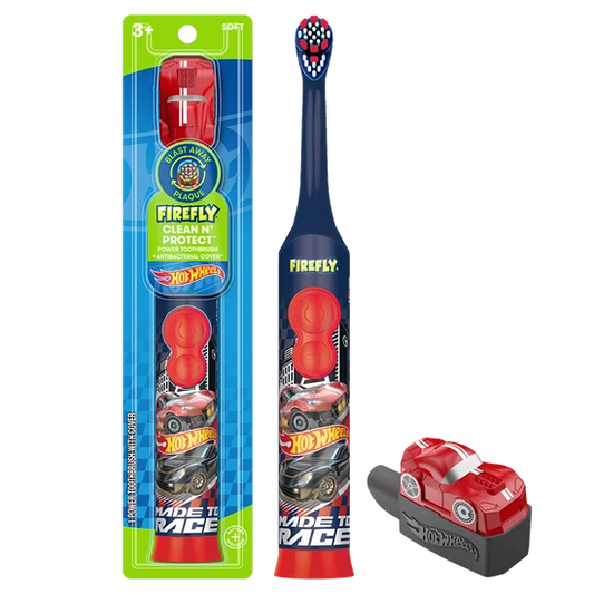 Firefly Hot Wheels Power Toothbrush with Antibacterial Cover (Ages 3+)