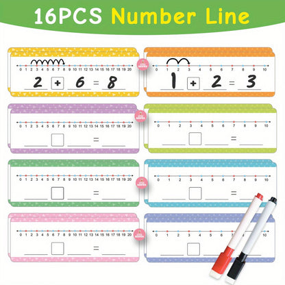 16PCS Reusable Dry-Erase Number Line Cards