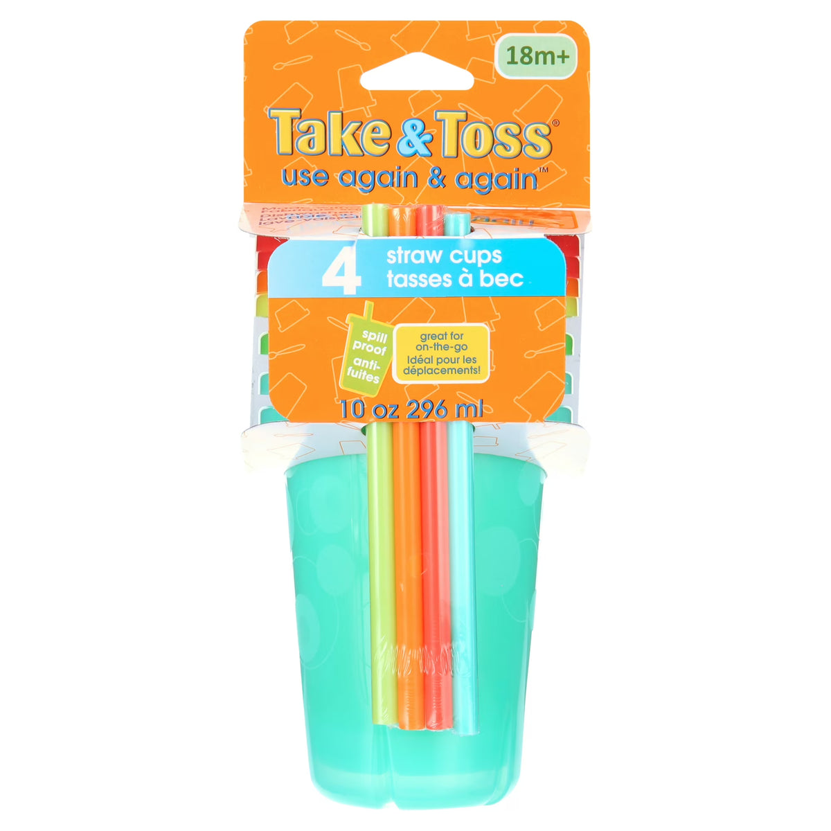 Take & Toss Reusable Straw Cups (4 Pcs)