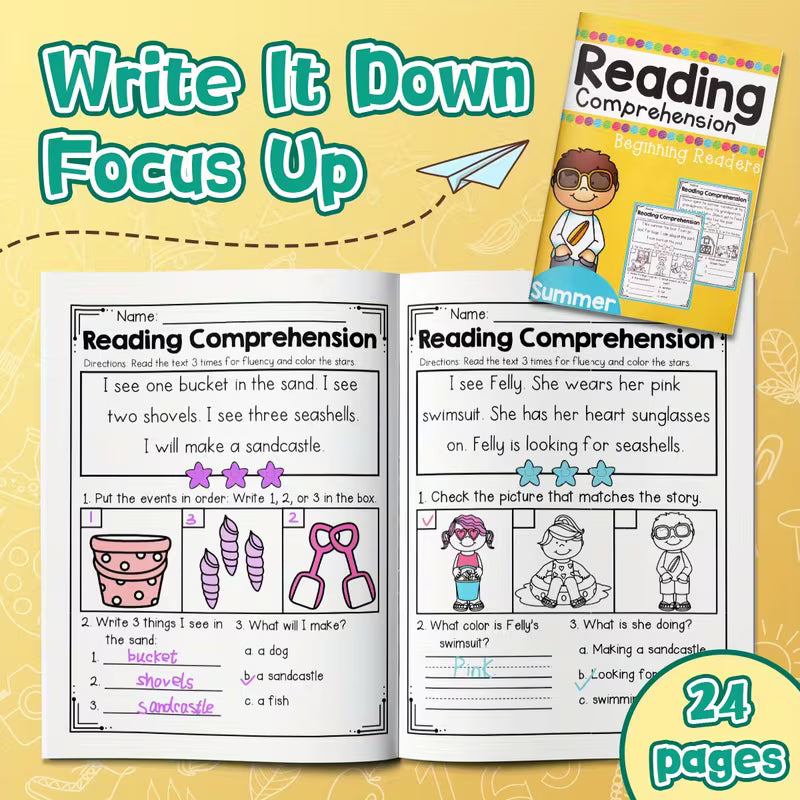 Reading Comprehension for Beginning Readers – Summer Edition 24 Pages