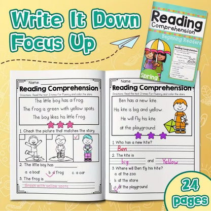 Reading Comprehension Beginning Readers (Spring Edition) 24 Pages