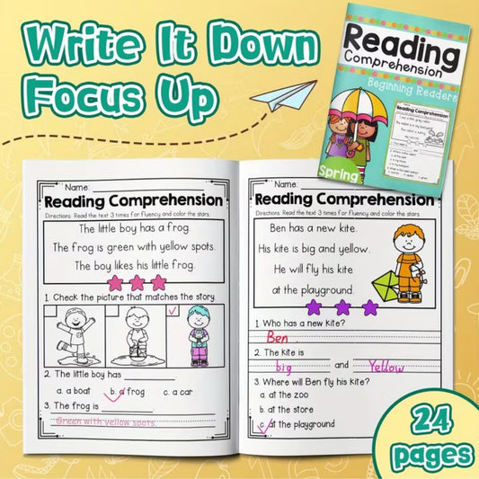 Reading Comprehension Beginning Readers (Spring Edition) 24 Pages