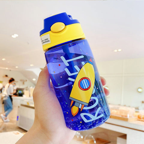 Rocket 480ml Water Bottle with Silicone Mouth Straw