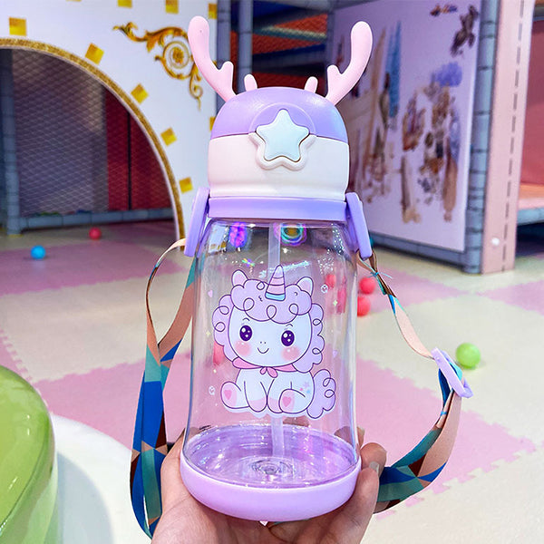 Unicorn 550ml water bottle with Straw